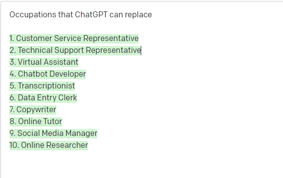 ChatGPT可以取代的職業有哪些？